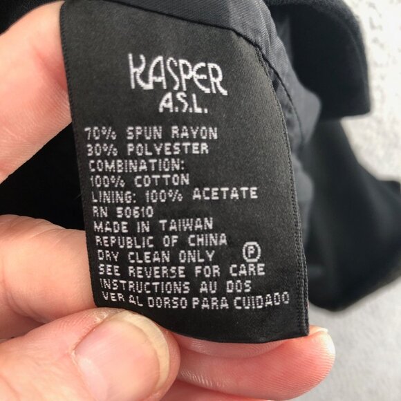 Kasper Blazer Womens 12 Black Leopard Print Velvet Trim Button Up Office Career - Picture 6 of 9